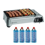 thumbnail of Gasgrill 1900W Antihaft-Grillrost + 4 Gaskartuschen Camping KEMPER
