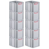 thumbnail of PROREGAL 10x Eurobox NextGen Color | HxBxT 22x30x40cm | 30 Liter | Griffe rot geschlossen | Glatter Boden | Eurobehälter