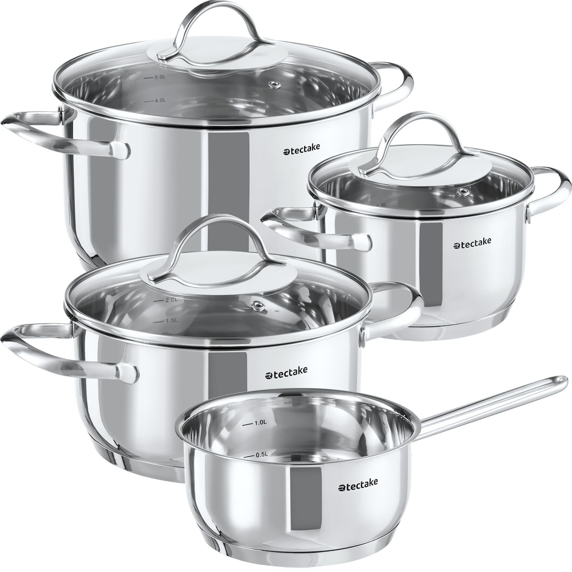 Kochtopfset Bologna Edelstahl 7-tlg., für Induktion geeignet - silber