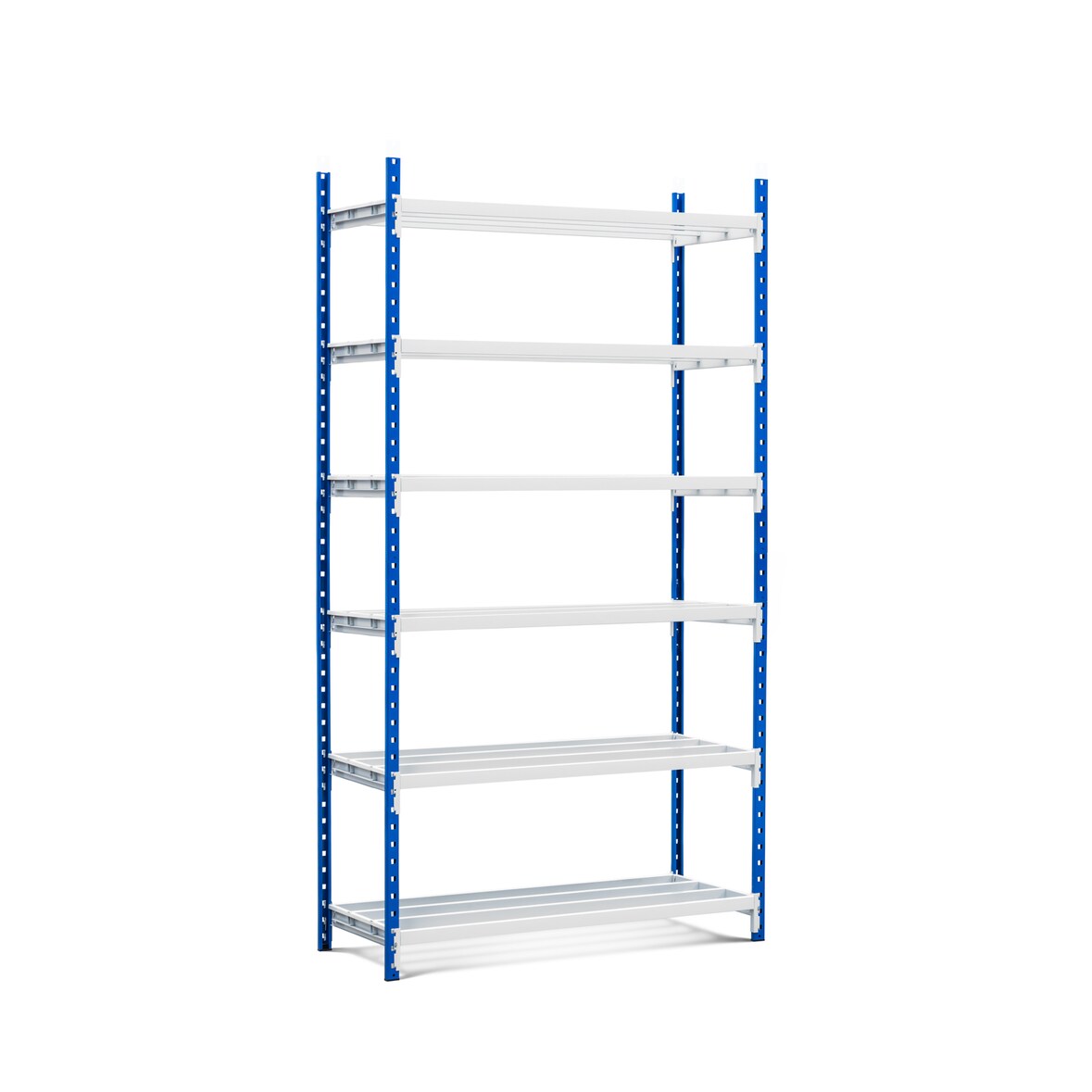 PROREGAL Fachbodenregal MAXIMUS Pro | Grundregal | HxBxT 280x125x80cm | 7 Ebenen | offener Fachboden | Fachlast 278kg | Lichtblau/Lichtgrau