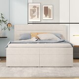 thumbnail of Polsterbett 140x200 mit Stauraum, hydraulischem Lattenrost, Holz/MDF-Rahmen, Leinenbezug, komfortabel, Beige