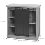 thumbnail of Commode HWC-K75, armoire étagère, porte coulissante 5 compartiments de rangement, aspect bois métal industriel 84x80x40cm ~ naturel