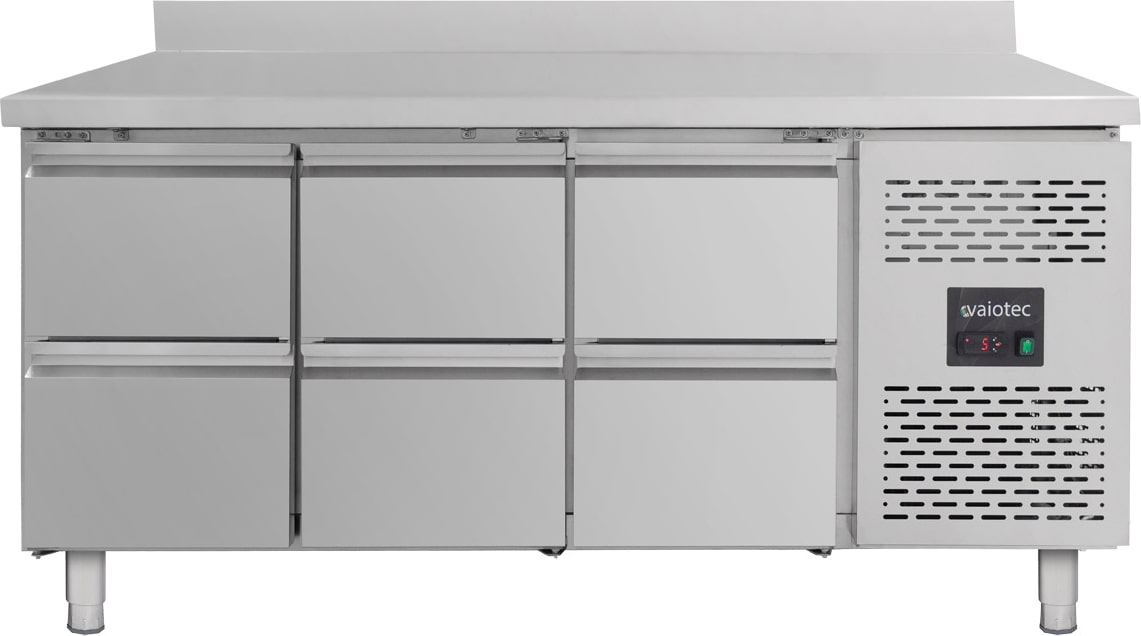 vaiotec Kühltisch / 6 Schubladen inkl. Aufkantung - Monoblock, 1795 x 700 mm