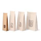 thumbnail of greenbox - Blockbeutel m. Fenster XS, 7,5 x 4,5 x 24 cm, PP-Folie, braun, Clipband, Kraftpapier, 500 St.