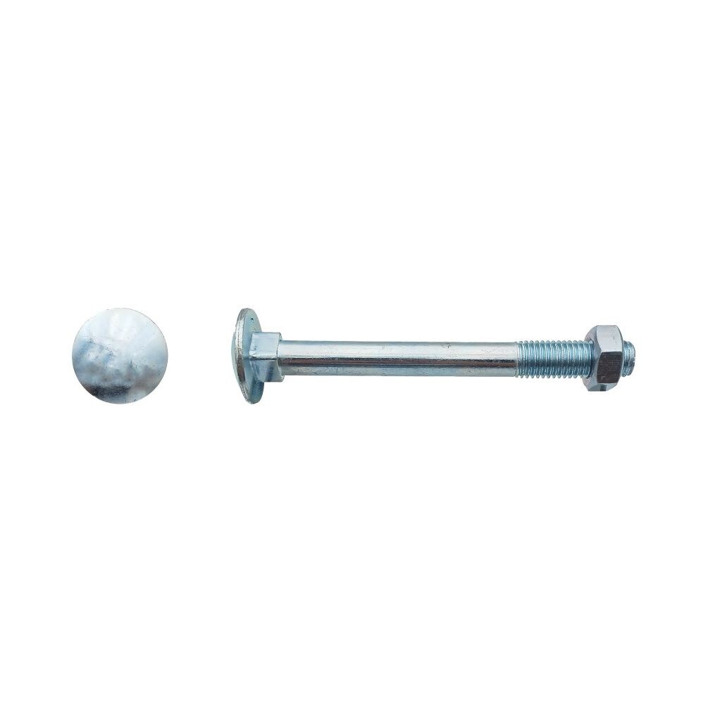 100 Boulons Tête Ronde Collet Carré TRCC 8 x 100 mm - DIN 603 - Zingué blanc - D-Work