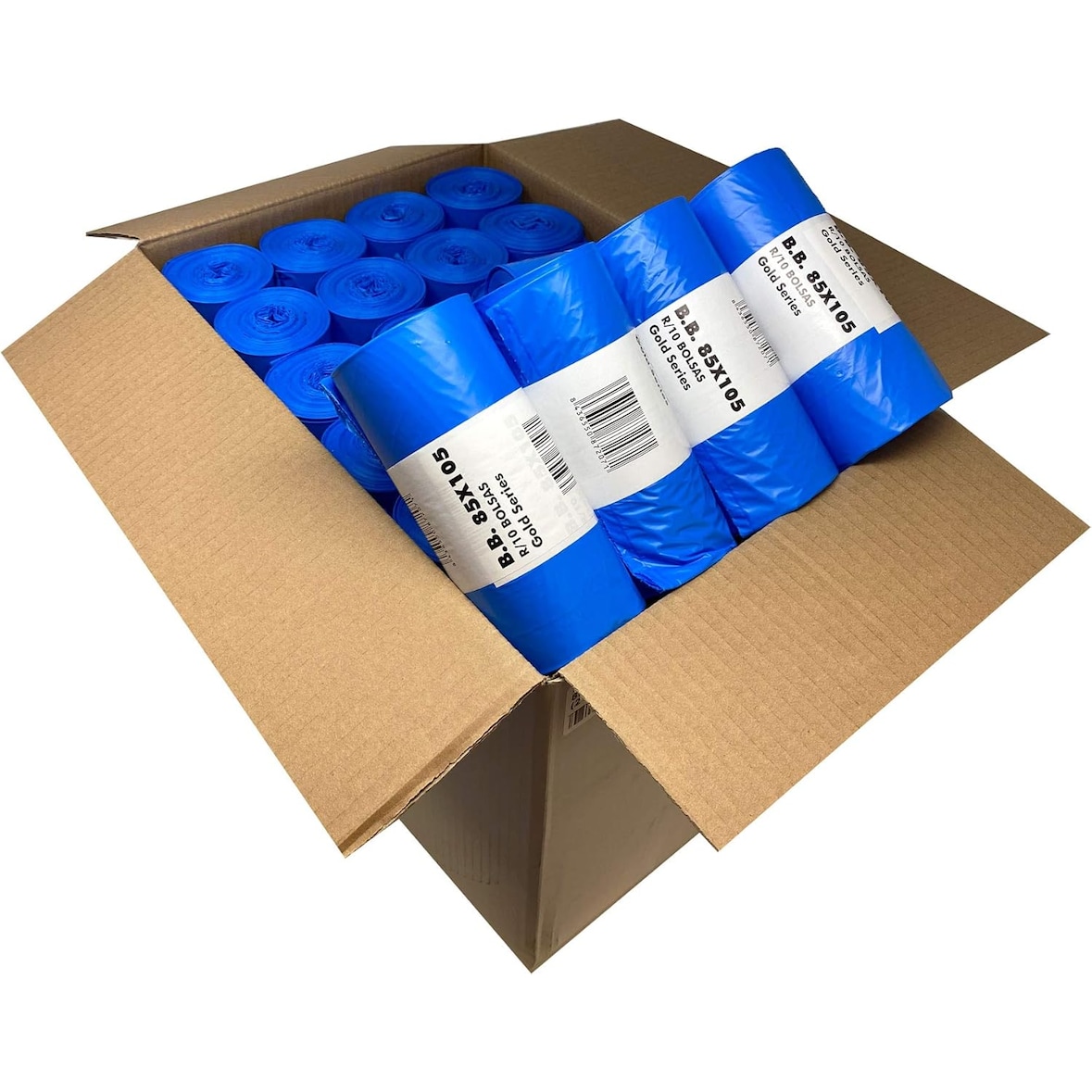 Bolsa de basura azul comunidad 100L 85x105 cm. Rollo 10 uds