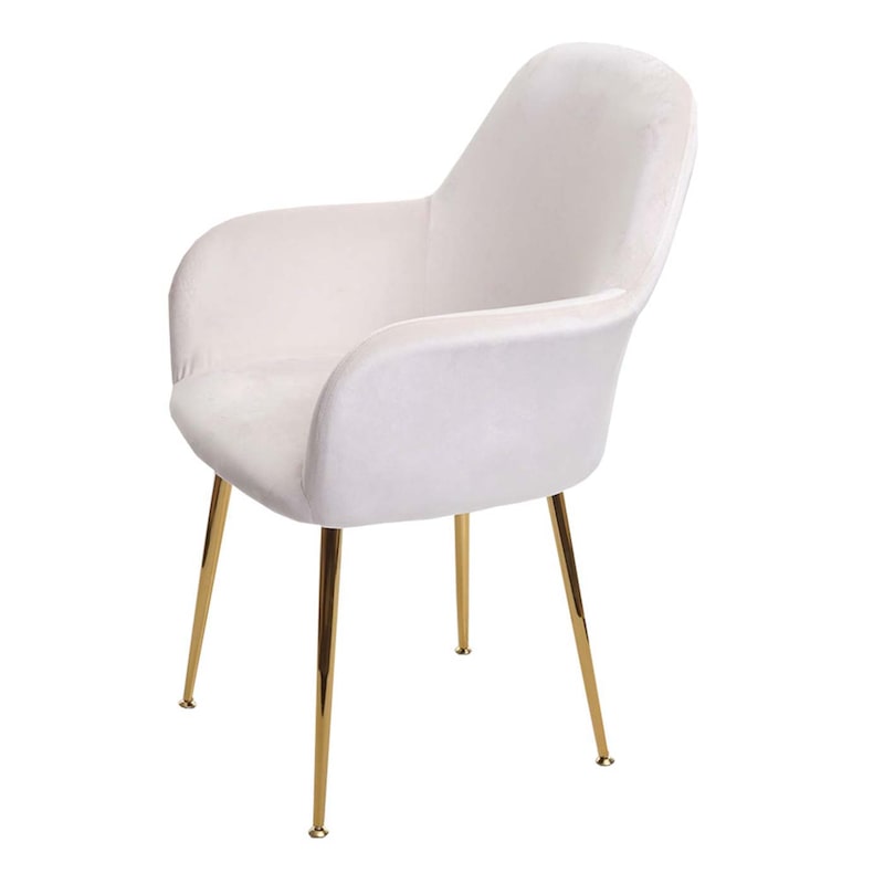 Conjunto De 4 Sillas De Comedor RILEY Tela Blanco Crema