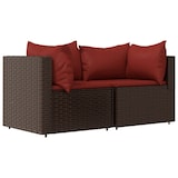thumbnail of vidaXL Garten-Ecksofas mit Kissen 2 Stk. Braun Poly Rattan