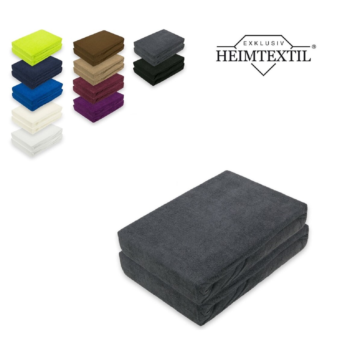 Doppelpack Frottee Spannbettlaken Premium Anthrazit 180 - 200 x 200 cm