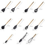 thumbnail of Set de utensilios cocina de silicona 12 piezas juego para cocinar con mango de madera resistentes al calor y Antiadherentes gris