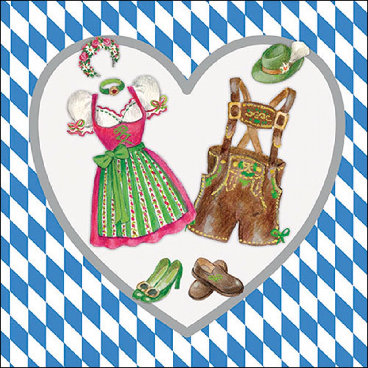 Ambiente 20 Servietten Papier 33x33cm 3-lagig - hochwertige Einweg Papierservietten Oktoberfest Partyservietten Dirndl Lederhose Trachten Tischdeko 