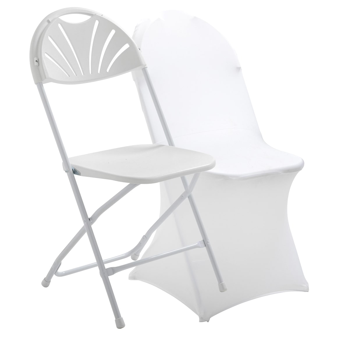 Sedia pieghevole e coprisedia in legno Rekkem 45 x 45 x 89 cm, bianco.