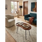 thumbnail of Retro Couchtisch `Umbrien`: Massivholz und Metallbeine, Nierenform, Sheesham-Holz, Handgefertigt. 71x40x51 cm | Kadima Design