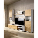 thumbnail of Dmora Parete attrezzata Foraker, Set da soggiorno porta TV, Mobile salotto multiuso, 220x41h180 cm, Rovere Nodi e Bianco