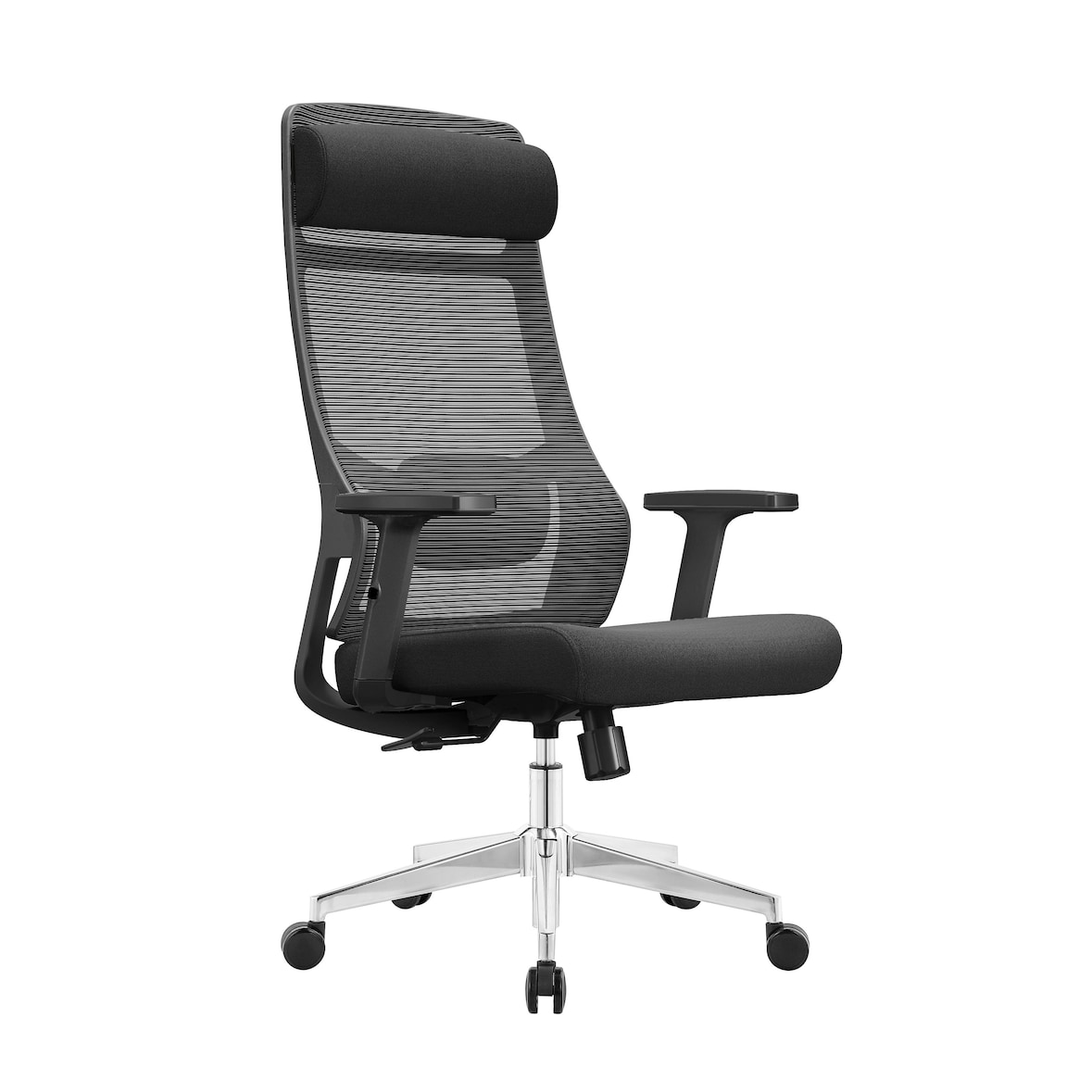 OfficeSense OS110 Ergonomischer Bürostuhl – Mesh Bürostuhl – NEN1335-zertifiziert – Erwachsene – Kopfstütze – Rückenstütze – Schwarz