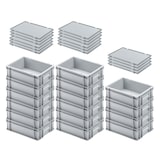 thumbnail of PROREGAL 16x Eurobehälter mit geschlossenem Griff und Scharnierdeckel | HxBxT 12x30x40cm | 11 Liter | Grau | Eurobox