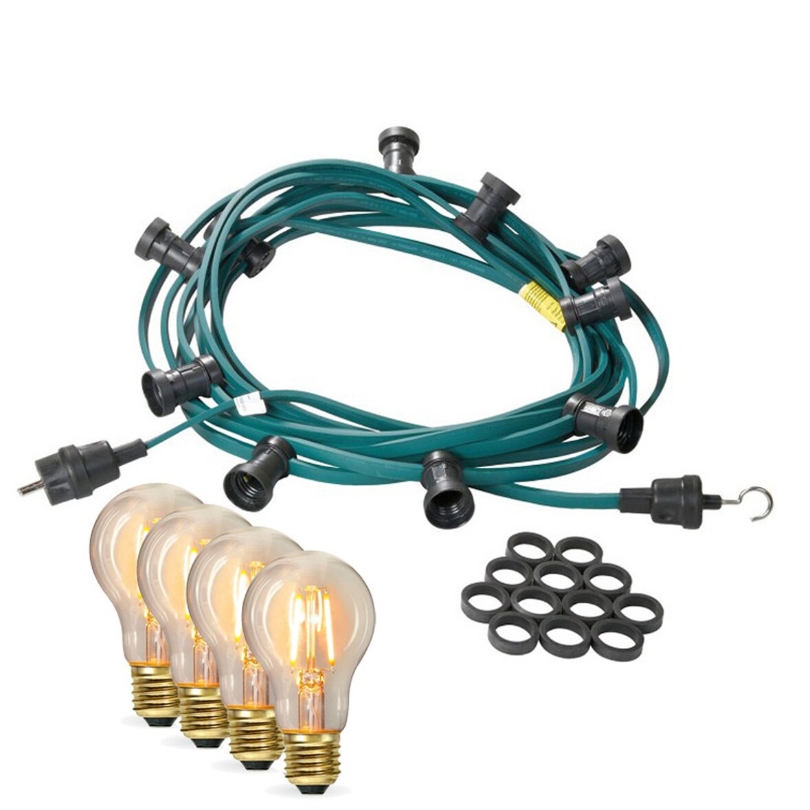 Illu- Party Garten Lichterkette Außenlichterkette 5m grün 5 LED Edison Filament