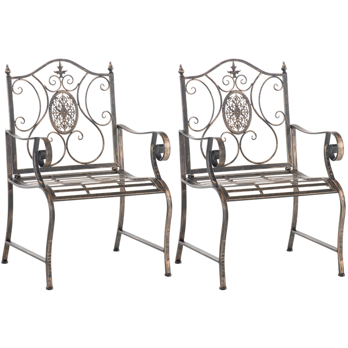 Set van 2 Tuinstoel Punjab met armleuningen bronzen