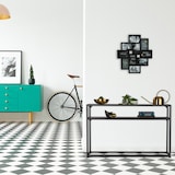 thumbnail of Relaxdays Konsolentisch, 2 Ablagen, aus Metall & MDF, platzsparend, schmaler Beistelltisch, 70 x 110 x 30 cm, schwarz