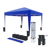 thumbnail of Gazebo Pieghevole Impermeabile 3 x 3 M Da Giardino Con 4 Sacche Pesi Sacca Trasporto Chiusura Fisarmonica Struttura Acciaio Copertura 160 gr/m² Blu