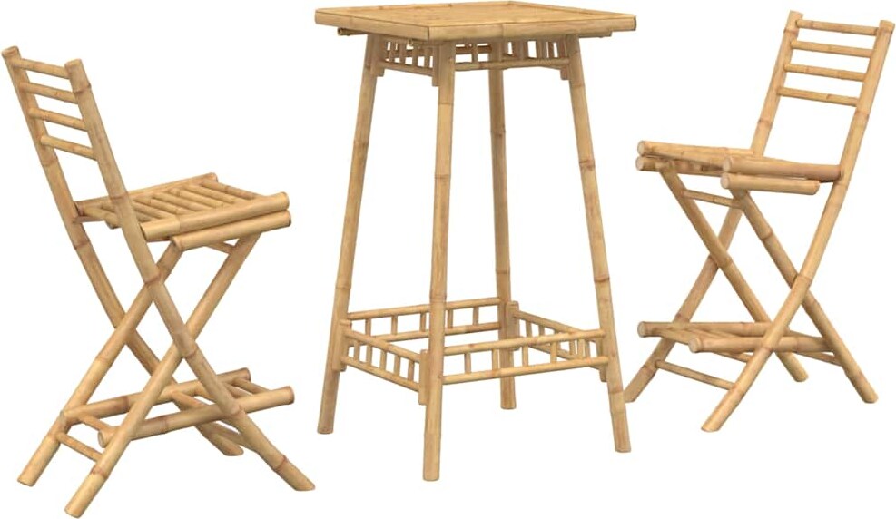 vidaXL 3-tlg. Outdoor-Bar-Set Klappbar Bambus
