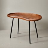 thumbnail of Couchtisch WL5.669 71x51x40 cm Sheesham massiv Sofatisch Nierenform  mit Metallbeinen, Wohnzimmertisch Massivholz, Kleiner Nierentisch Echtholz,