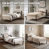 thumbnail of ML-Design Polsterbett 90x200 cm Beige, Einzelbett mit stabilem Bettgestell, Bettrahmen mit gepolstertes Kopfteil & Lattenrost, Modernes Jugendbett