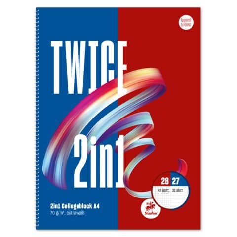 Collegeblock 2in1, A4, 80 Blatt, liniert/kariert