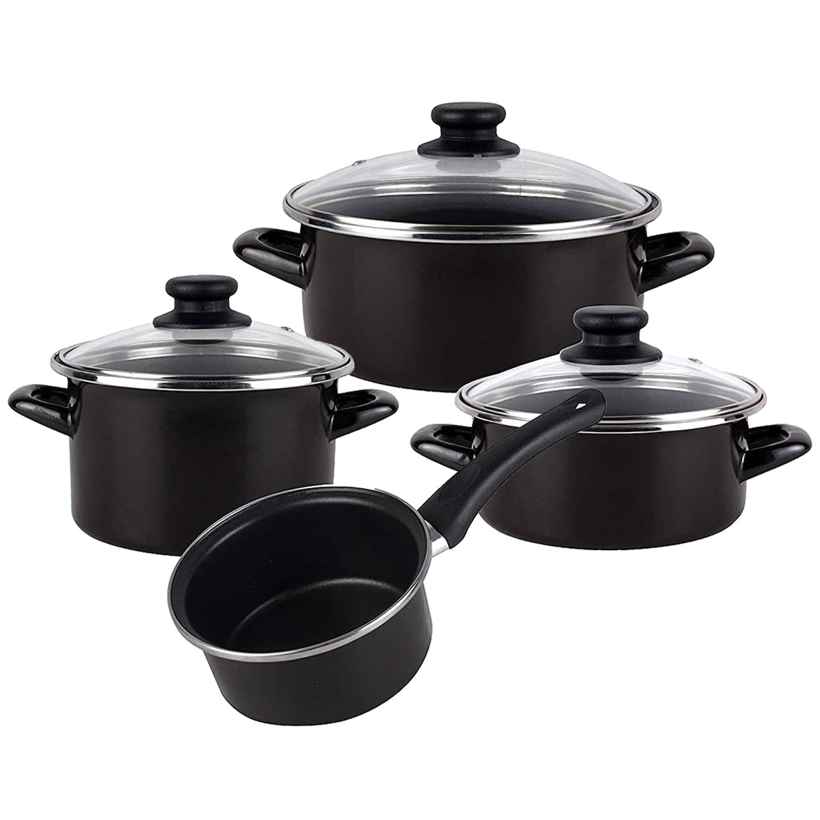 Magefesa Batería de Cocina 7 piezas, Inducción, Antiadherente, Libre PFOA, Acero Vitrificado, libre PFOA Negro 1103075