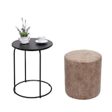 thumbnail of 2er-Set Sitzhocker und Beistelltisch HWC-K48, Kaffeetisch Tisch Hocker, MVG-zertifiziert MDF Metall Kunstleder ~ braun