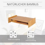 thumbnail of Monitorständer aus Bambus 49x26x12 cm Natur mit Schublade und Ablagefach Schreibtisch Organizer, stabile Erhöhung bis 10 kg