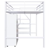 thumbnail of Hochbett 140x200 mit Kleiderschrank, Regalen, Schreibtisch und Ablageleiter, Weiß – Multifunktionales Bett für zimmer