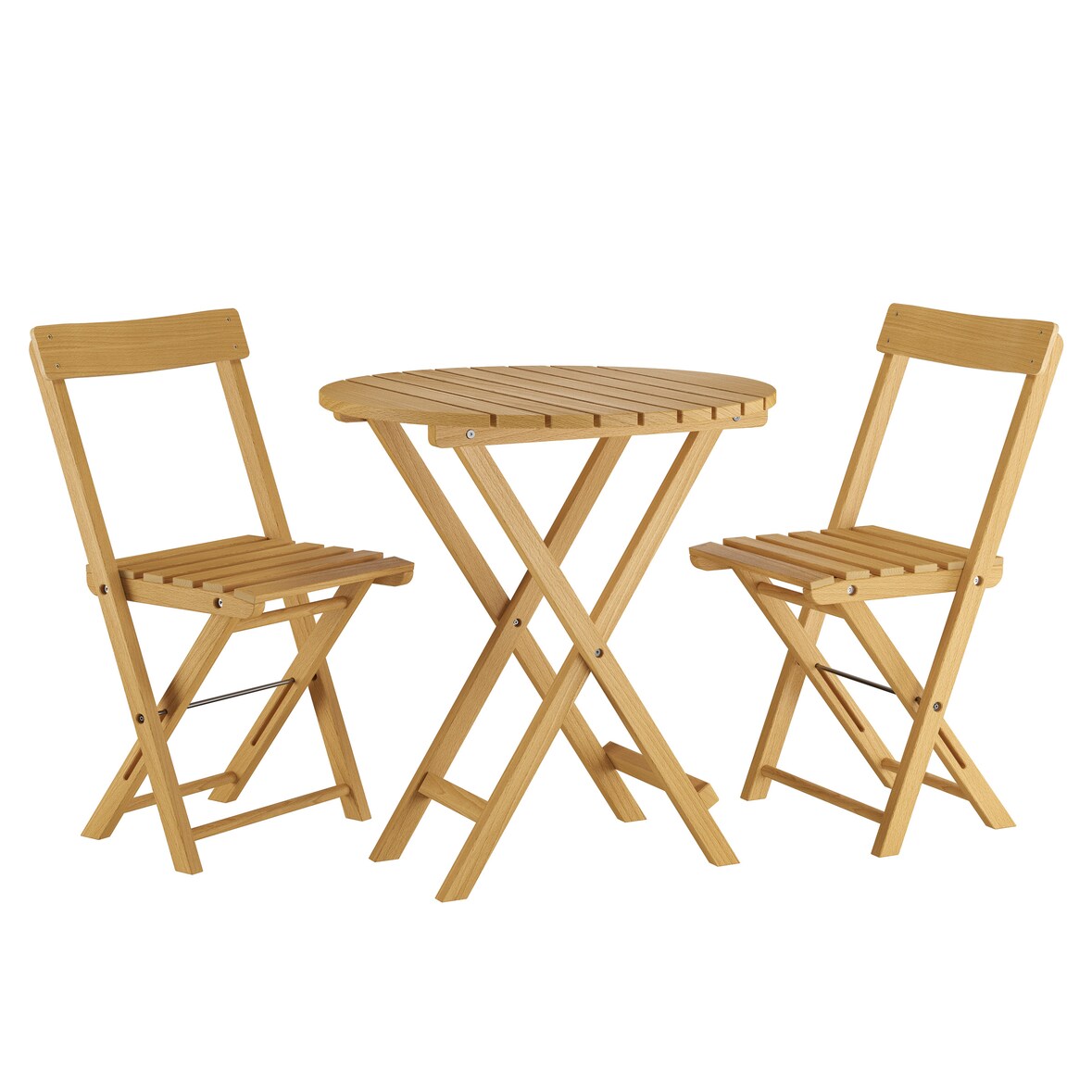 Sitzgruppe, zwei Stühle mit Tisch aus Buche, für Balkon, Garten und Party V-10-213