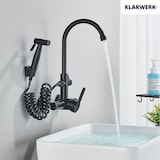 thumbnail of JULIE |Torneira misturadora gastronómica de parede preta|de cozinha profissional em aço inoxidável com duche de mão|restaurante de parede de bica alta