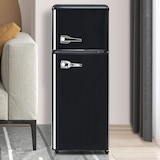 thumbnail of Retro-Kühlschrank 92L Gesamtvolumen 28L Gefrierfach Schwarz 105x41x45 cm 7 Temperaturstufen 45dB energieeffizient