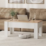 thumbnail of HOMCOM mesa de centro elevable mesa de café con tablero elevable espacio oculto de almacenaje 100x50x45-58,5 cm blanco y natural