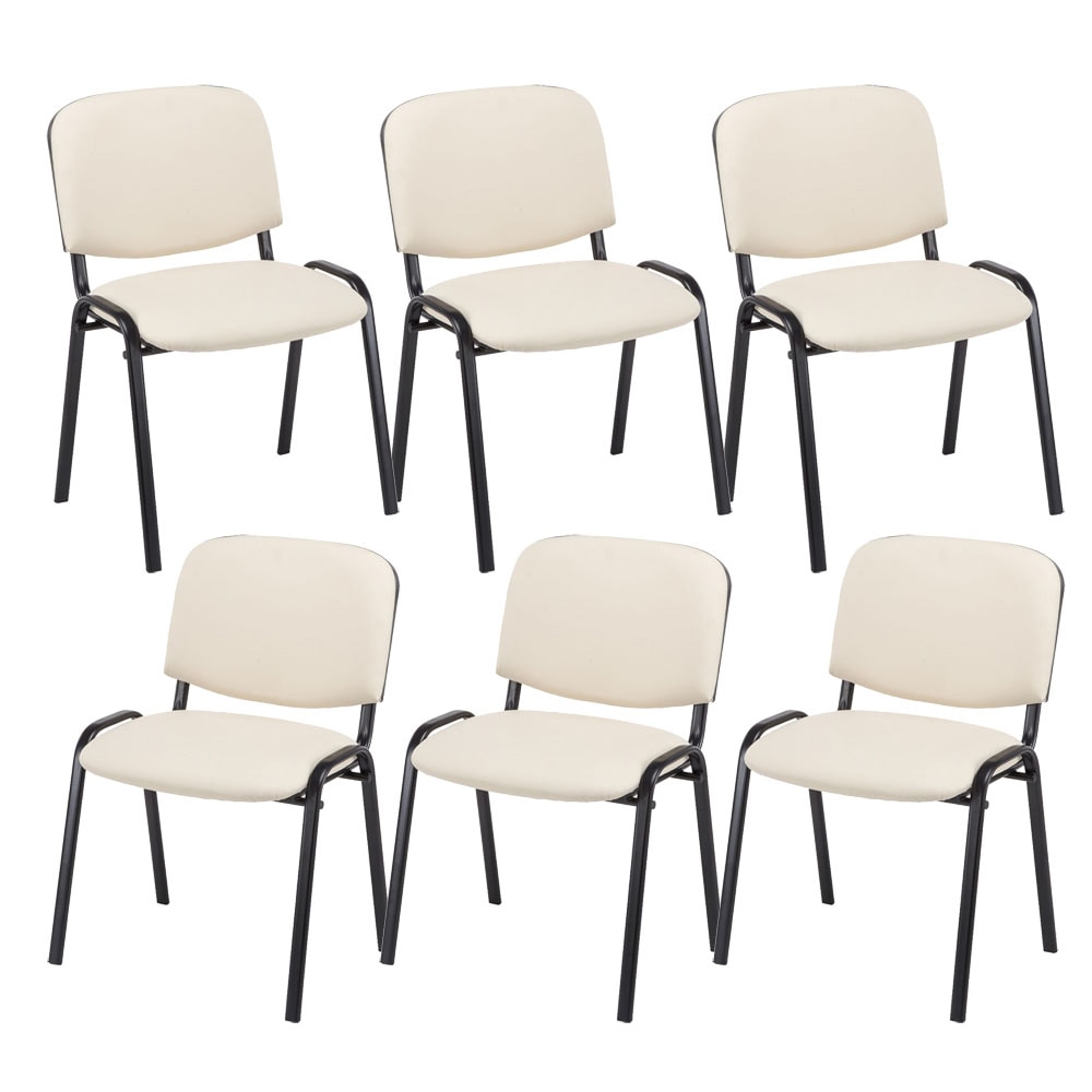 Set van 6 Bezoekersstoel Ken kunstleer creme