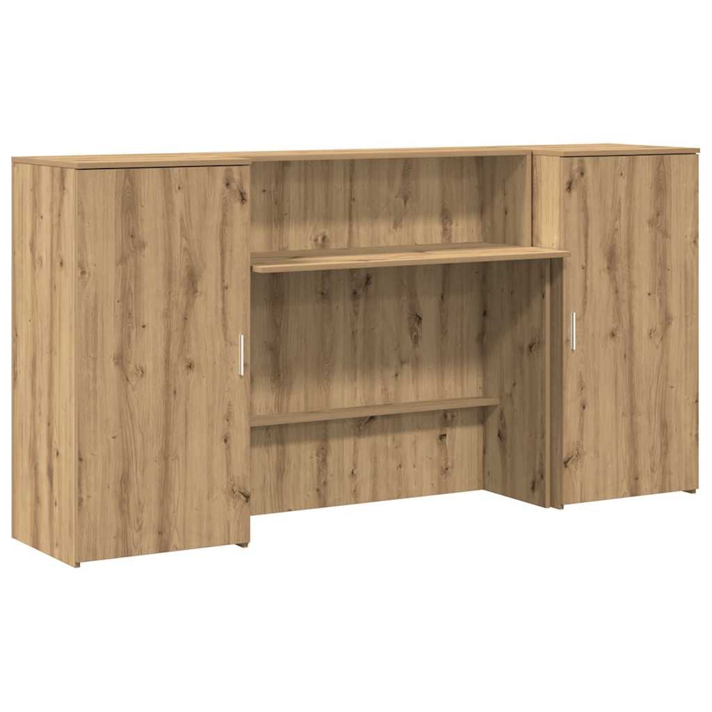 Bureau réception chêne artisanal 200x50x103,5cm bois ingénierie Modèle Atlas Infinite Classique