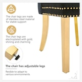 thumbnail of Merax Silla de Comedor Juego de 4 Sillas de Salón 4 Piezas Silla tapizada Patas de Apoyo de Acero Inoxidable Chapado en Oro Terciopelo Negro