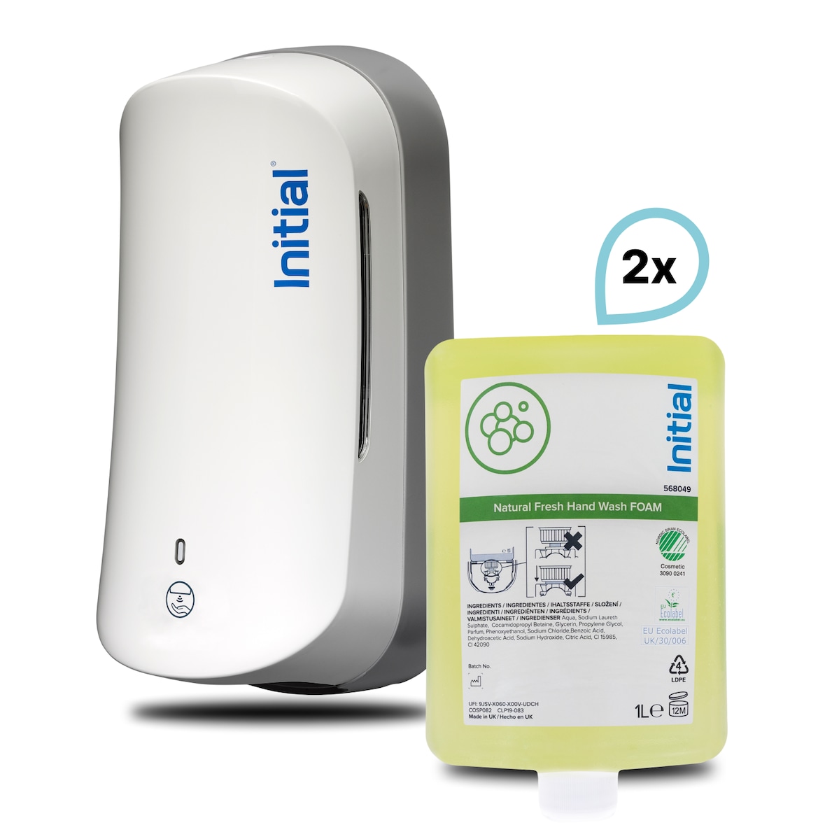 SET: Schaumseifenspender Signature SENSOR, berührungslos, LARGE + 2 x Schaumseife Natural Fresh, Rentokil INITIAL