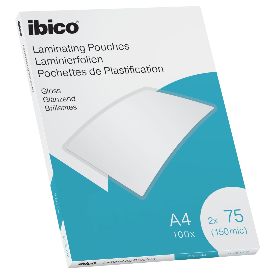 IBICO Pack de 100 pochettes de plastification brillantes A4, 75 microns 627316