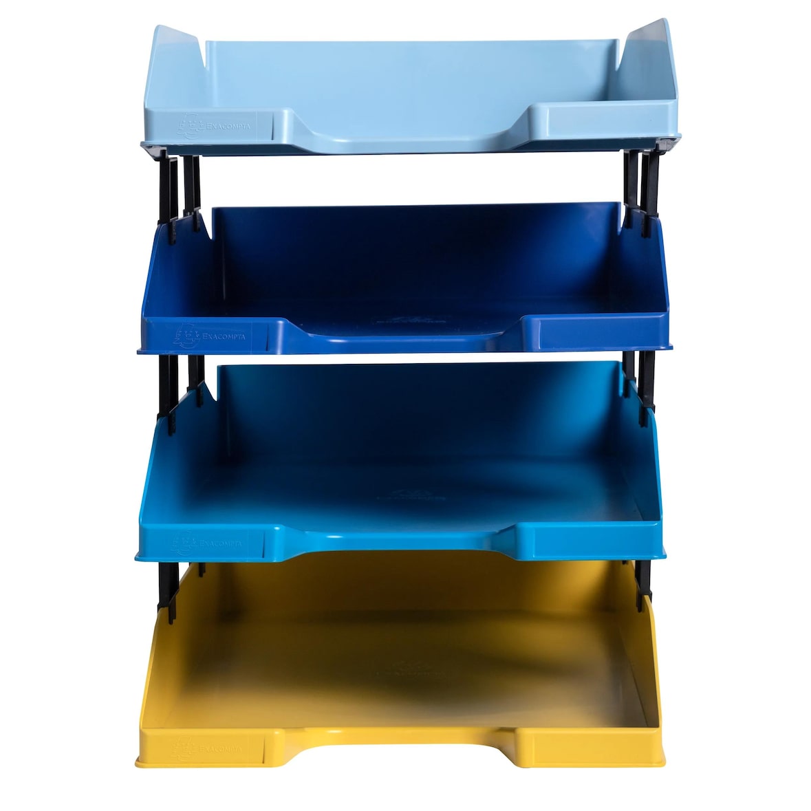 Exacompta - Réf. 113202SETD - Set de 4 corbeilles à courrier COMBO MIDI Bee Blue - 34,6 x 25 x 24,3 cm - A4+ - couleurs assorties