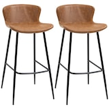 thumbnail of Conjunto de 2 taburetes altos de cocina sillas altas de cocina con respaldo tapizado en PU carga 120 kg para bar salón comedor marrón