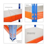 thumbnail of PROREGAL Mega Deal 2x Profi Schwerlastregal Rhino | HxBxT 180x200x60cm | 5 Spanplatten-Ebenen 8mm | Fachlast 500kg | Blau-Orange