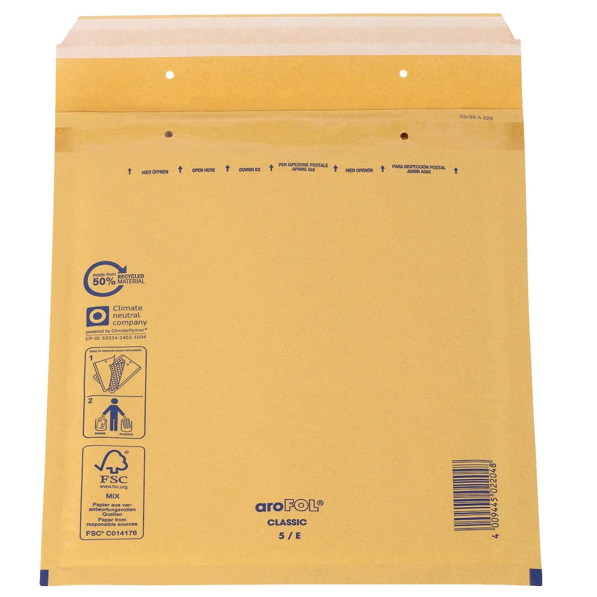 aroFOL® 2FVAF000005 Luftpolstertaschen Nr. 5 - 220 x 265 mm, braun, 100 Stück
