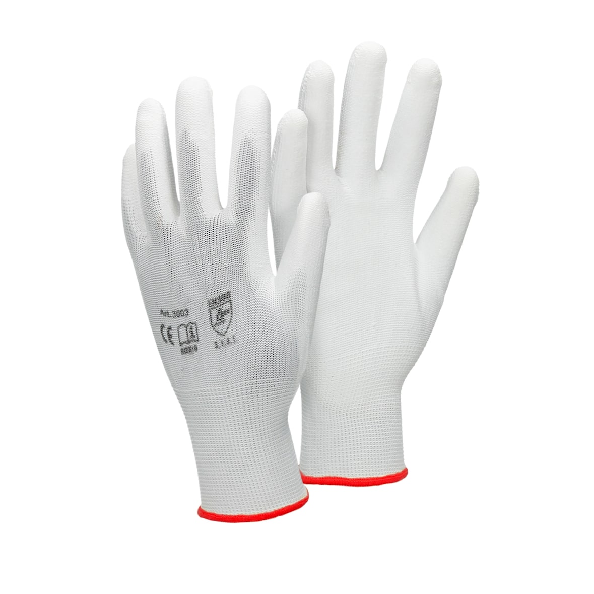ECD Germany 12 Paar Arbeitshandschuhe Gr. 7-S mit PU-Beschichtung, Weiß, Mechanikerhandschuhe Montagehandschuhe Schutzhandschuhe Gartenhandschuhe