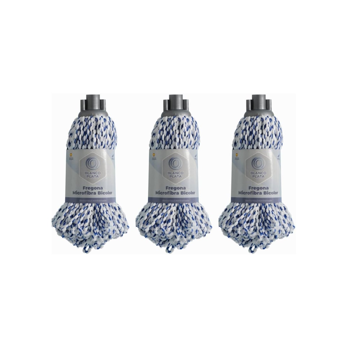 Fregona Microfibra 100% Trenzas Bicolor Pack 3 Unidades Super Absorbente