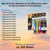 thumbnail of D&C HP 912XL Multipack für HP OfficeJet Pro 8024 - 4er Set Kompatible Druckerpatronen