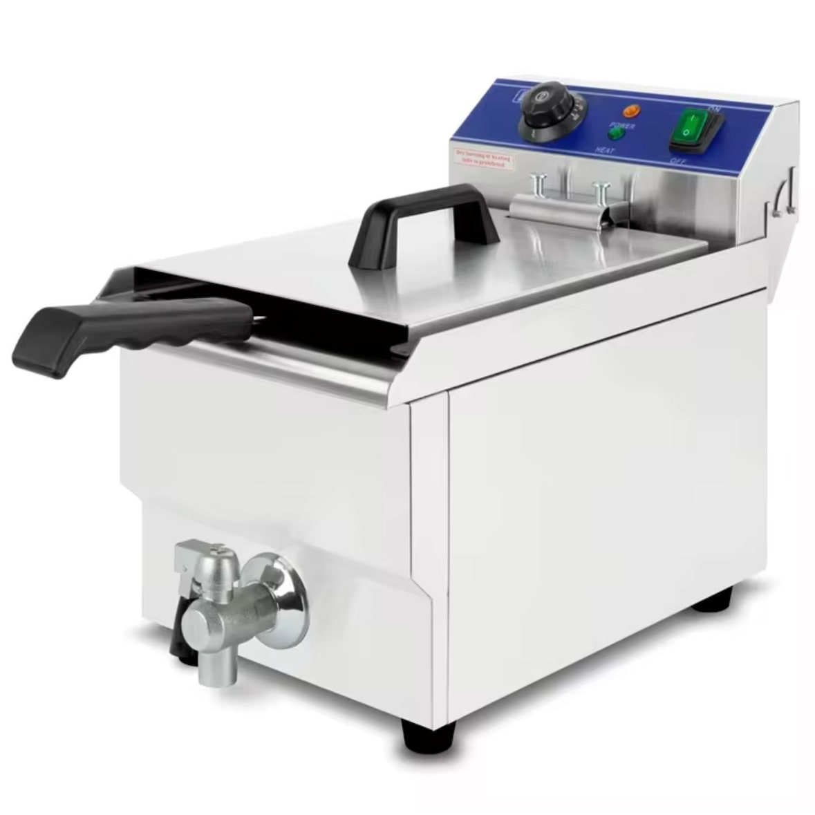 Gasfrit - Elektrische friteuse met 1 bak, 10 snelheden en professionele industriële kraan