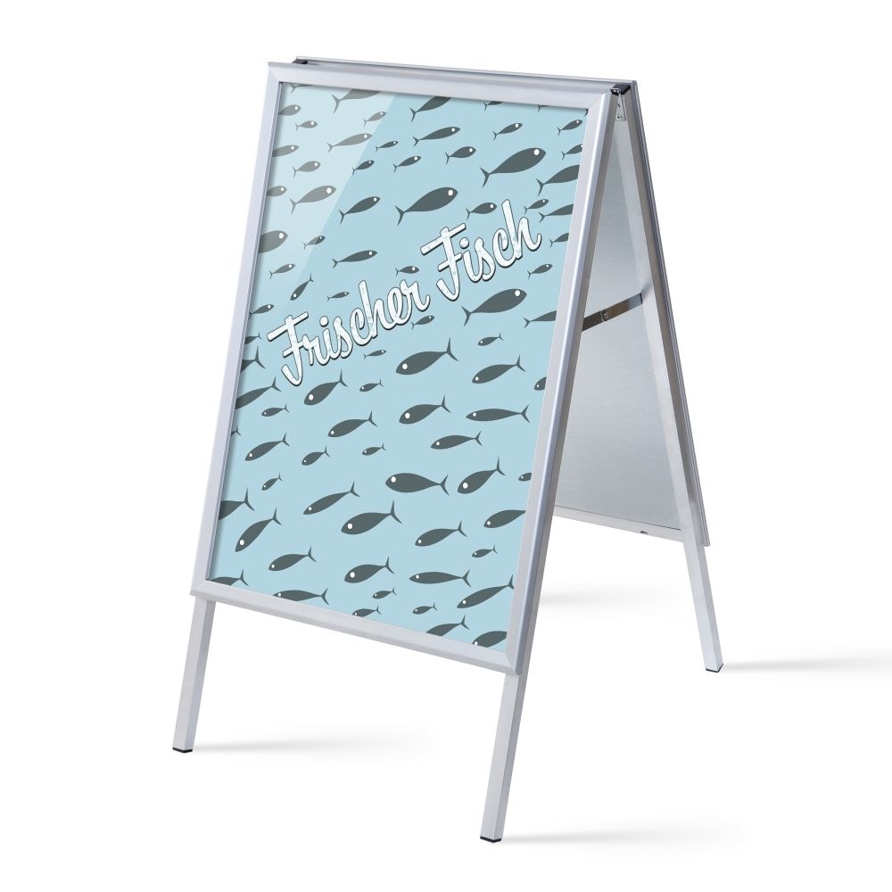 Showdown Kundenstopper - DIN A1 - Komplett-Set - Frischer Fisch Deutsch - Blau/Schwarz